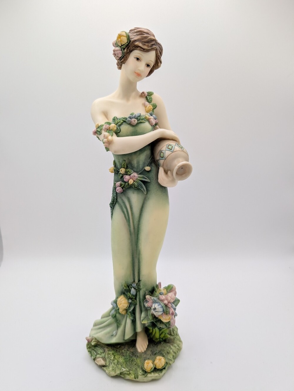 HOME INTERIORS "Blossom" Statue 2004 Art Deco Victorian 10" Female Figure Floral